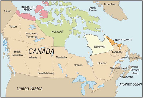 Figure 1. Map of Canada identifying Nunavik (centre-right)