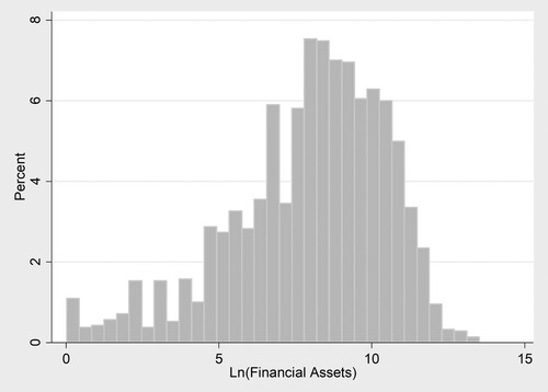 Figure 4. Distribution of financial assets where financial assets are greater than zero.