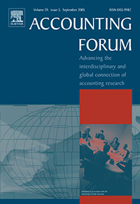 Cover image for Accounting Forum, Volume 29, Issue 3, 2005