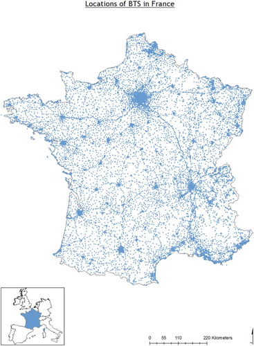 Figure A3. Spatial distribution of Orange cell-towers in France