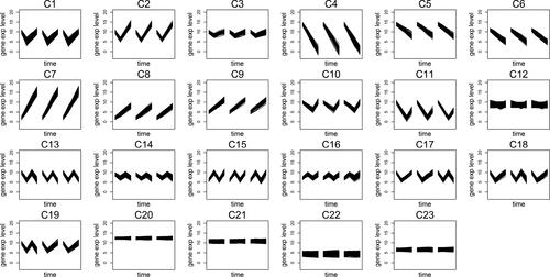 Figure 4. 23 clusters obtained from the data set in Figure 2.