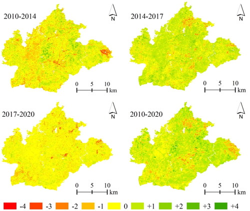 Figure 4. RSEI Detection change from 2010 to 2020.