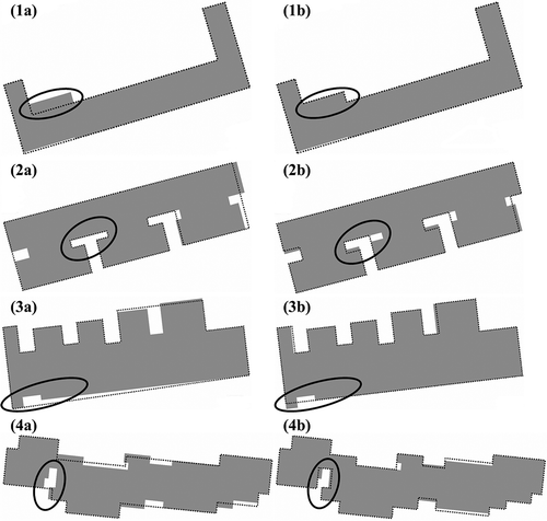 Figure 10. Comparison of simplification results generated by ESRI/ArcGIS® (a) and BPNN model (b).