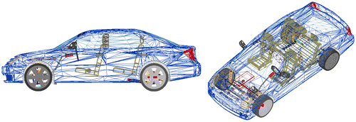 Figure 2. A sedan-FWD vehicle of ADAMS/CAR software.