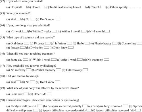 Figure S2 Stroke-specific questionnaire used in Stage II of the study.