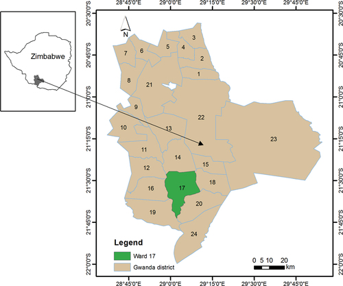 Figure 1. Study area map Gwanda ward 17.