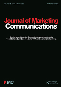 Cover image for Journal of Marketing Communications, Volume 28, Issue 3, 2022