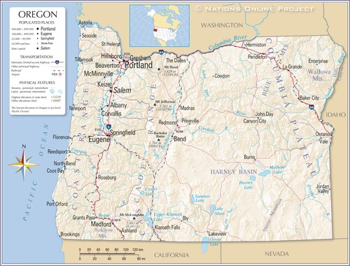 Figure 9. Portland on Northwest Map (Source: Nations Online Project, Citationn.d.).