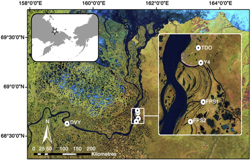 Fig. 1  Map showing location of experimental streams within the Kolyma River watershed in north-eastern Siberia.