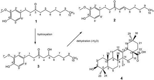 Figure 1. Structures of compounds 1–4 isolated from A. melegueta.