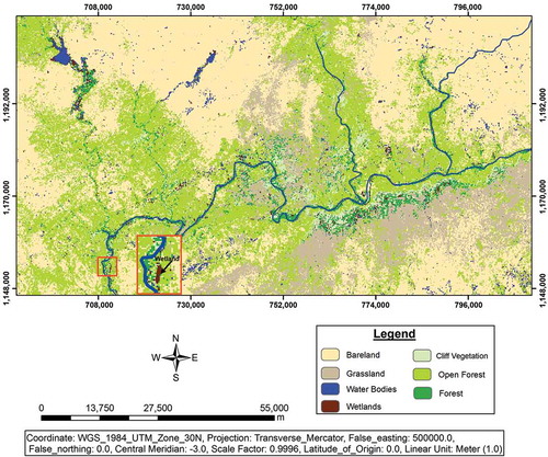 Figure 2. Land cover classes of part of the study area in upper east region, Ghana. For full color versions of the figures in this paper, please see the online version.
