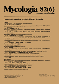 Cover image for Mycologia, Volume 82, Issue 6, 1990