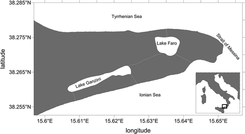 Figure 1. The sampling site of Lake Faro, at the northeastern tip of Sicily (Southern Italy). Coastline data: NOAA National Geophysical Data Center, coastline extracted: WLC (World Coast Line). Available: http://www.ngdc.noaa.gov/mgg/shorelines/shorelines.html. Accessed Jan 2016 08.