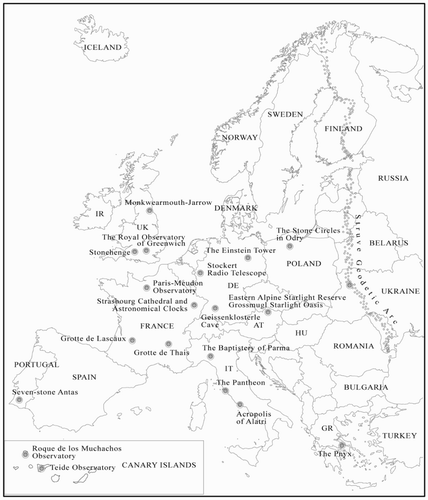 Figure 5. Locations of UNESCO World Heritage sites represented on the main map.