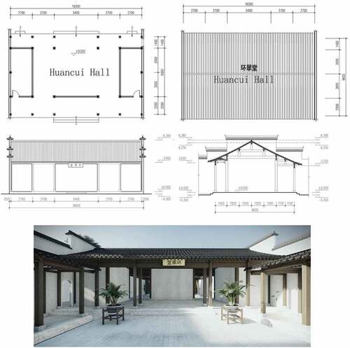 Figure 10. Restoration design drawing of Huancui Hall.