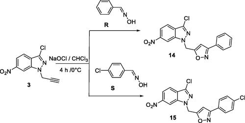 Scheme 5. Synthesis of new isoxazole-6-nitro-1H-indazole derivatives.