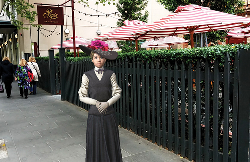 Figure 4. Cecelia Hamilton and her coloured hat. Image courtesy of Yong and Ramsay.