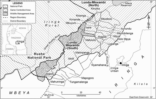 Figure 2. Map of MBOMIPA Wildlife Management Area and participating villages.