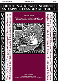 Cover image for Southern African Linguistics and Applied Language Studies, Volume 39, Issue 1, 2021
