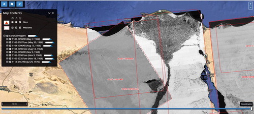 Figure 6. A screen shot of the open-access CORONA Atlas, where orthorectified CORONA imagery can be viewed and downloaded.