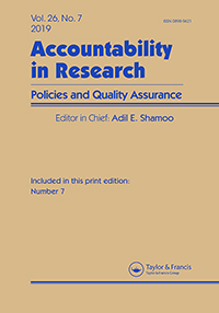 Cover image for Accountability in Research, Volume 26, Issue 7, 2019
