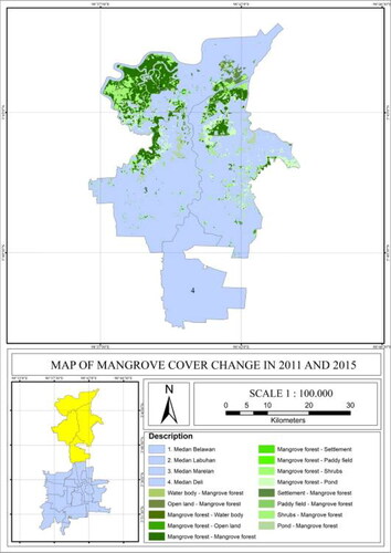 Figure 12. Map of mangrove forest cover change from 2011 to 2015.