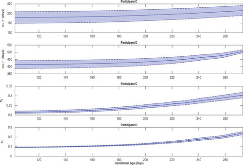 Figure A4. Time-varying τf and ef for representative HMZ participants (participants C and D).