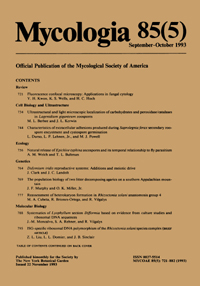 Cover image for Mycologia, Volume 85, Issue 5, 1993