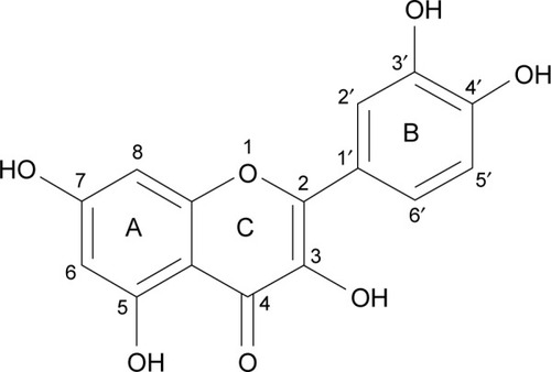Figure 1 The two dimensional chemical structure of quercetin.
