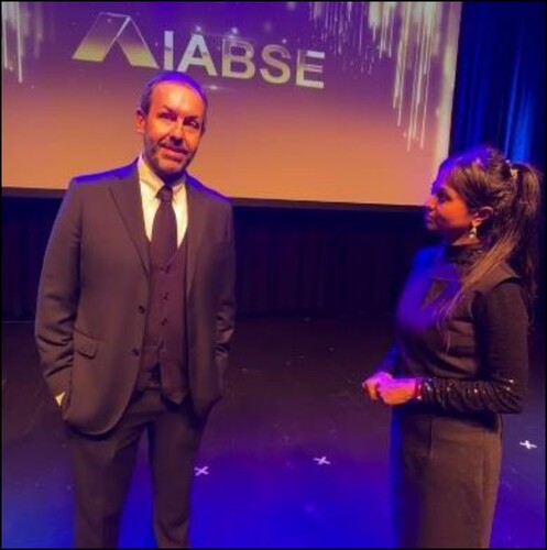 Tobia Zordan, and the interviewer, Brindarica Bose, IABSE