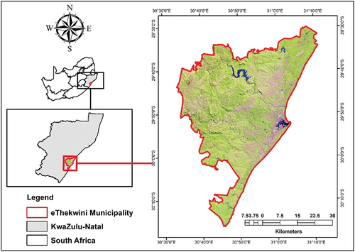 Figure 1. The eThekwini Municipality’s location in KwaZulu-Natal, South Africa.