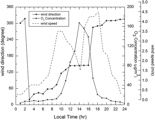 Figure 7. Peculiar pattern of wind speed and wind direction.