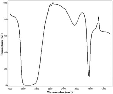 Figure 3 FTIR spectra of functionalised iron nanoparticles.