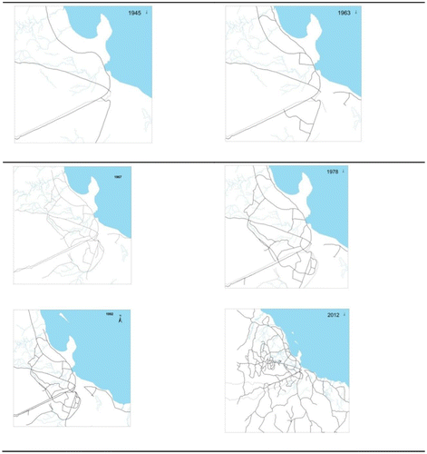 Map 8. Road expansion from 1945 to 2012 (Source: Master Plan Citation1979 and Tan roads) the city is shaped by four major roads which provide important links to other roads. The resulting complexity has been growing parallel with the pace of population and economic growth.