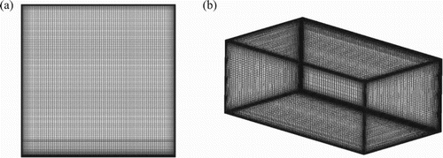 Figure 6. Uniform-growth mesh for: (a) a 2D model; (b) a 3D model.