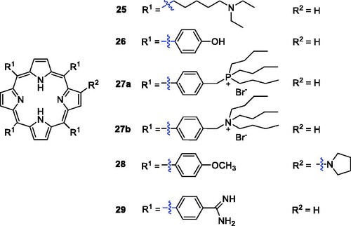 Figure 7. Structures of porphyrin conjugates 25–29.