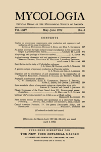Cover image for Mycologia, Volume 64, Issue 3, 1972