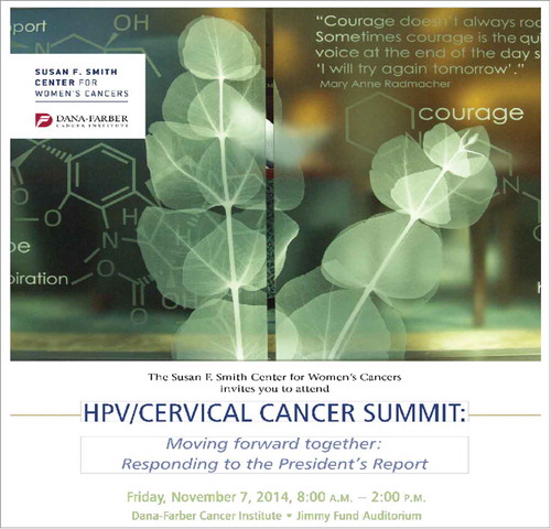 Figure 1. HPV/Cervical Cancer Summit. © DFCI Communications/Community Benefits. Reproduced by permission of DFCI Communications/Community Benefits. Permission to reuse must be obtained from the rightsholder.