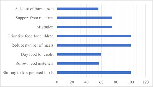 Figure 2. Coping strategies of food insecurity by farming households in Bugna, northern Ethiopia.