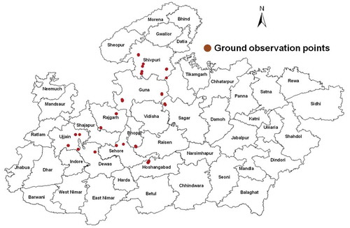 Figure 2. Ground observation points over MP for rabi area estimation.