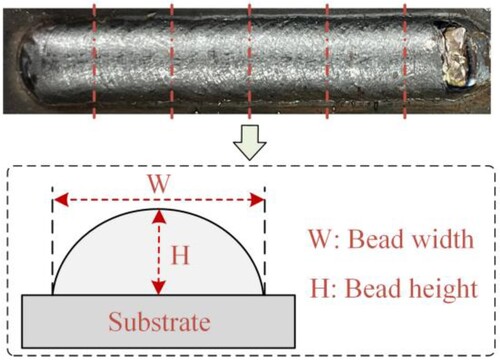 Figure 3. Schematic diagram of the deposited layer geometry.