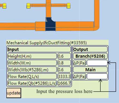 Figure 9. Example for adding the custom pressure loss.