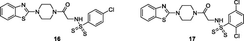 Figure 10. Di-/monochlorobenzenesulfonamide based piperazine benzothiazoles derivative 16 and 17.