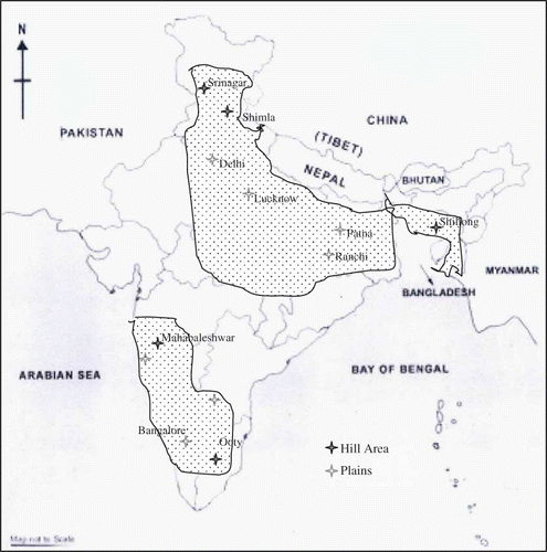 FIGURE 1 Outline map of India showing areas where strawberry is being grown or strawberry cultivation is possible (color figure available online).