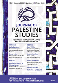 Cover image for Journal of Palestine Studies, Volume 49, Issue 2, 2020