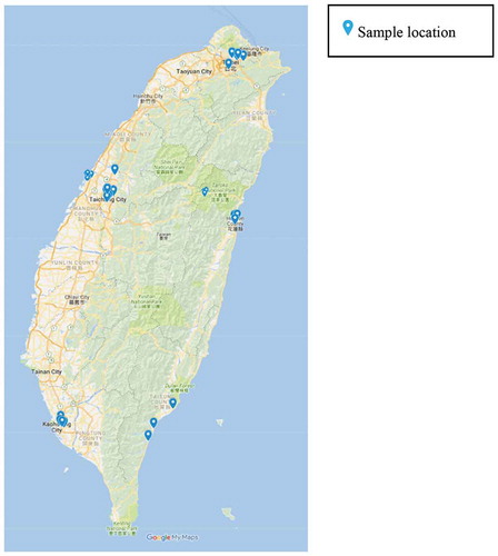 Figure 1. The locations of sample schools in Taiwan