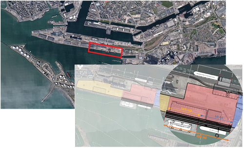 Figure 1. Localisation du quai Joannès-Couvert, ainsi que des deux nouveaux quais, dans le port du Havre.