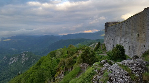Figure 4. The landscape from Montségur castle, Ariège. (Photo: Aleks Pluskowski).