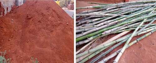 Figure 4. Major raw materials for building mud huts are red mud and bamboo.