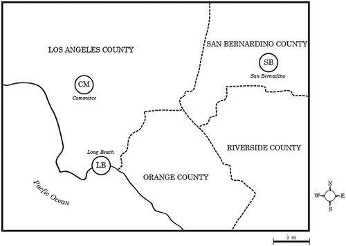 Figure 1. Map of the Los Angeles Basin with the communities shown.